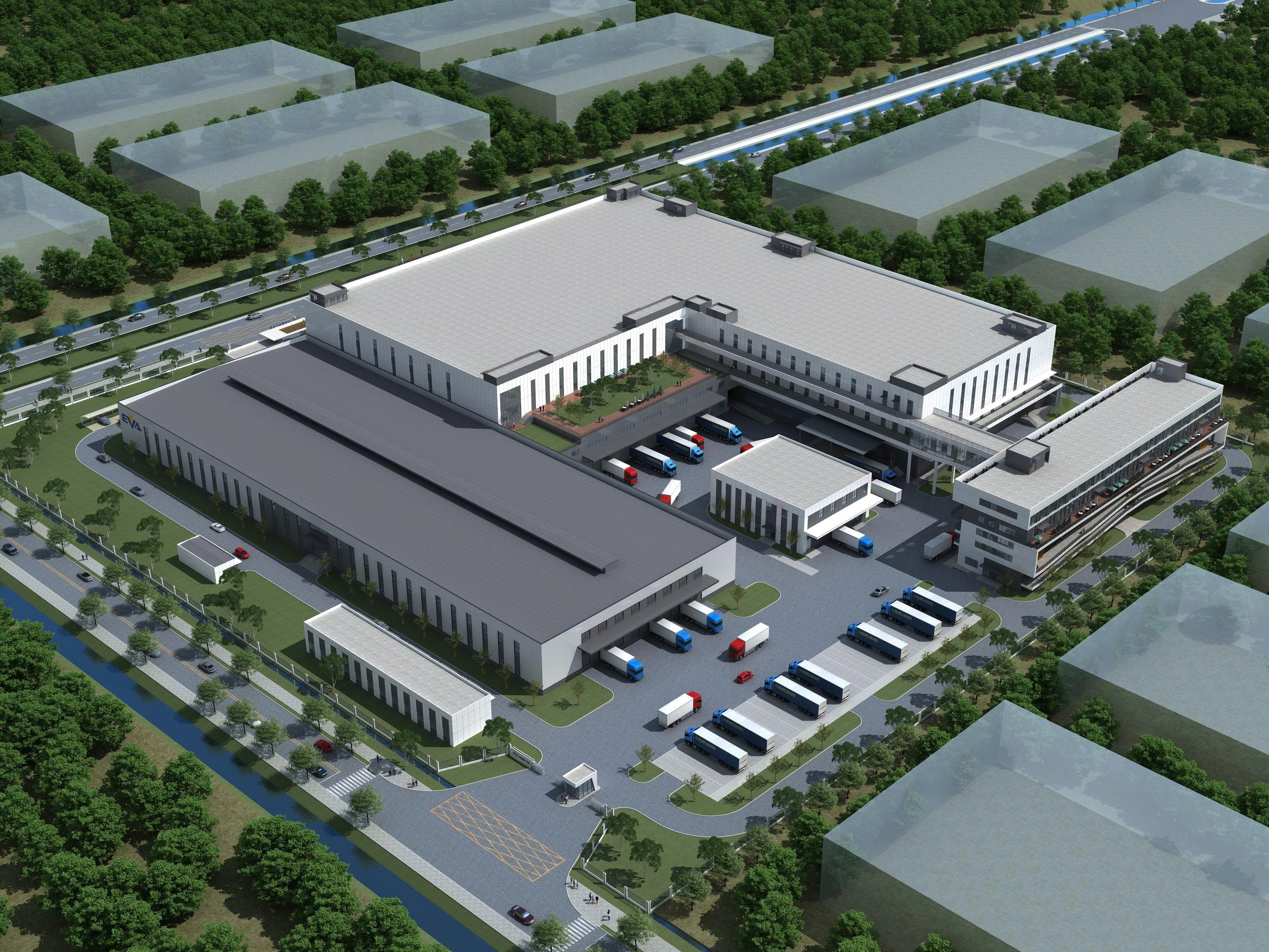 Công trường Eva trong sắc đỏ tháng Tám