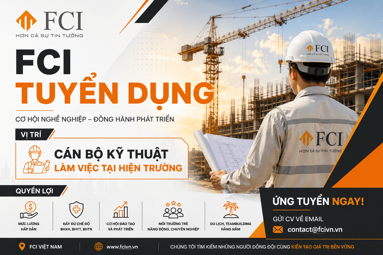 TUYỂN DỤNG CBKT LÀM VIỆC TẠI HIỆN TRƯỜNG